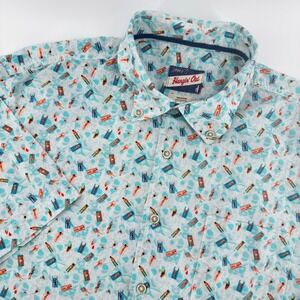 Johnnie O Hangin' Out Short Sleeve Button Down Shirt Mens Medium Floaty Print